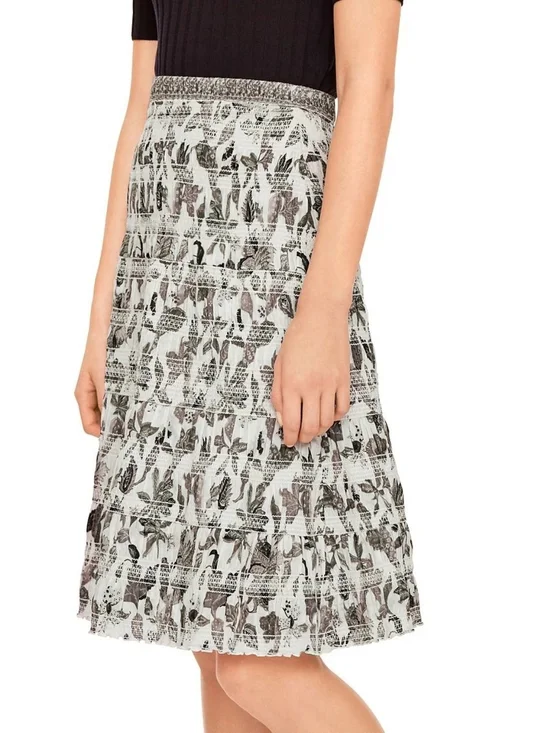 Tory Burch White Floral Tiered Pleated Midi Skirt Size 2 - Picture 6 of 14